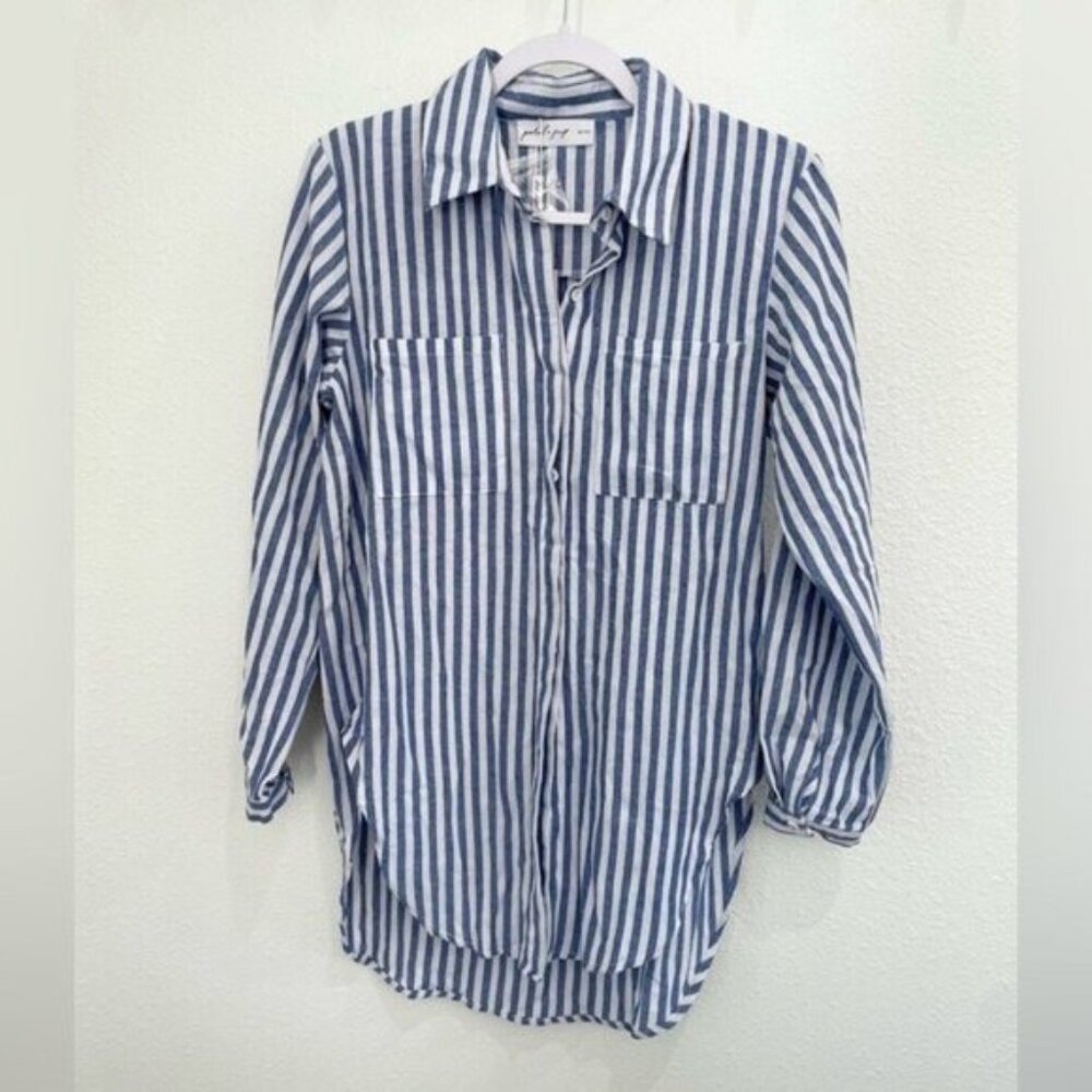 New Petal & Pup Striped Button Top Preppy Old Money Nautical Chic Academia - Picture 2 of 10